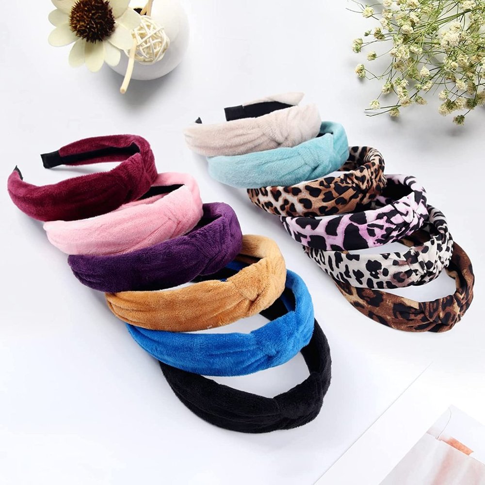 Headbands Solid Color Soft Cotton Fashion 12/pack